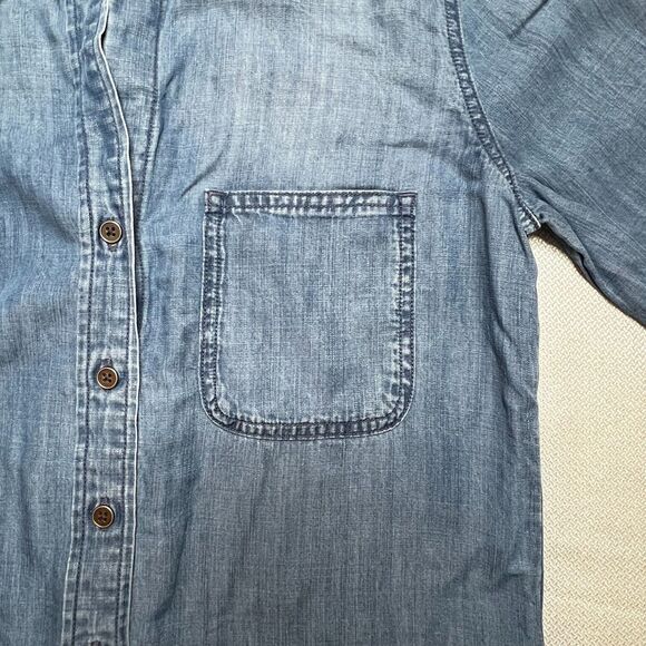 Cloth & Stone Tencel Anthropologie Chambray Button Down Top XS Soft Denim Shirt - Picture 4 of 15